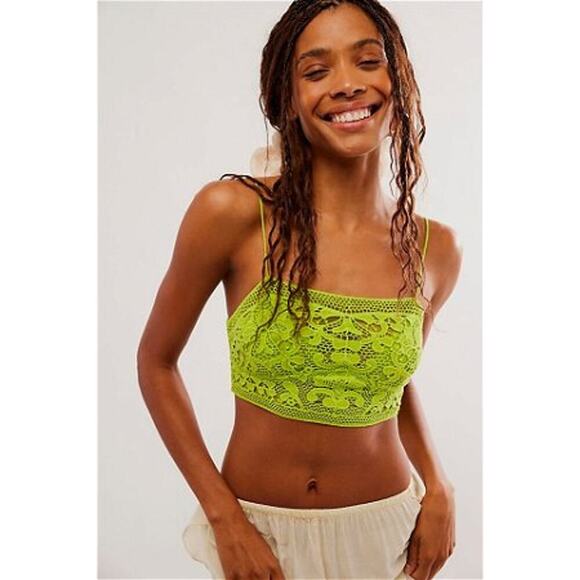 NWT FREE PEOPLE FP One Lyra Crochet Bralette Sz Small Bright Green - Picture 2 of 8